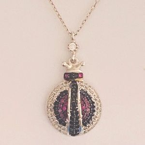 🐞 925 Silver ladybug cz stones necklace 🐞